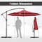 10ft Cantilever Patio Hanging Umbrella with Base, Crank Handle and Air Vent
